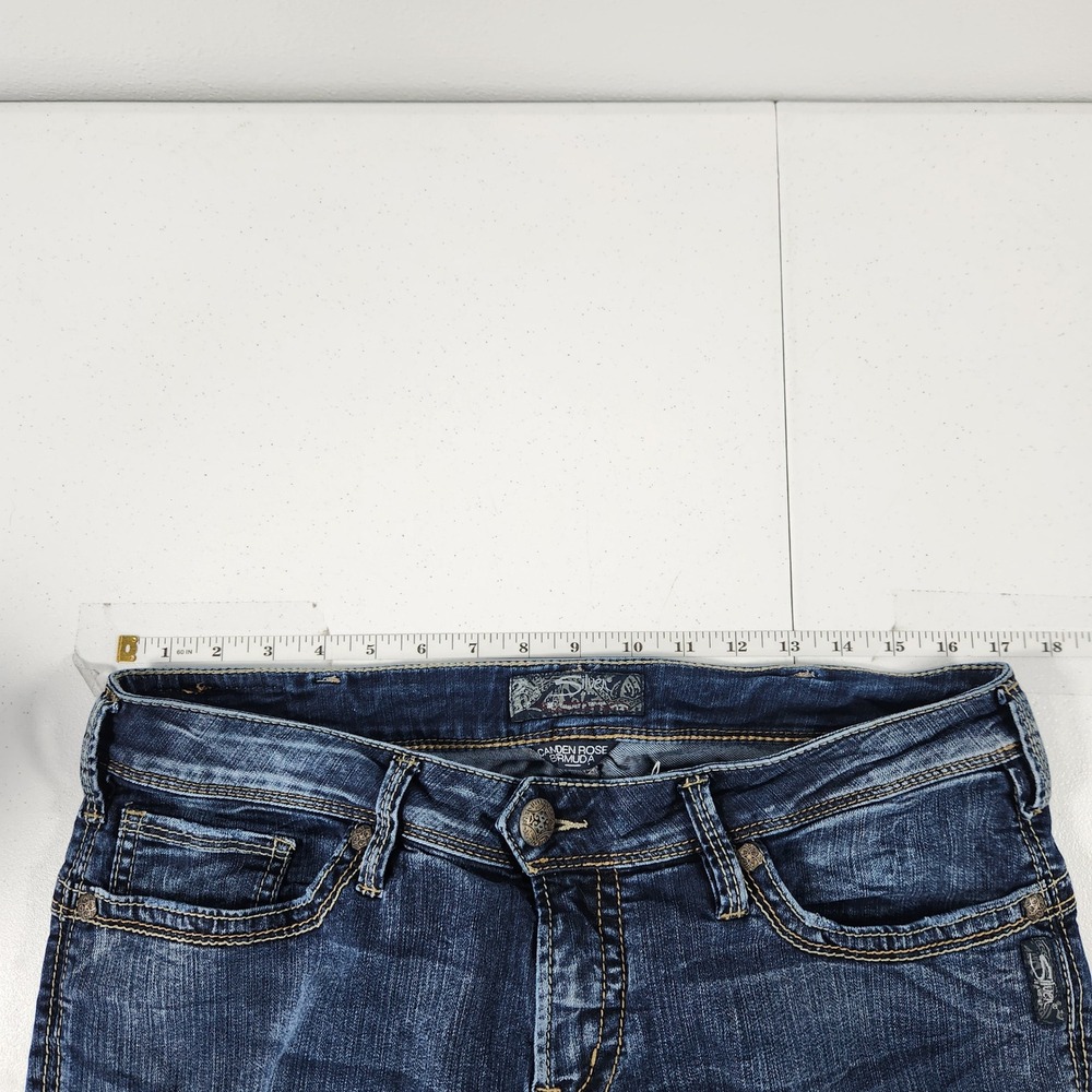 Silver Jeans Co Camden Rose Bermuda Shorts Dark Wash Denim Womens Size 14 W50215 - Picture 3 of 11